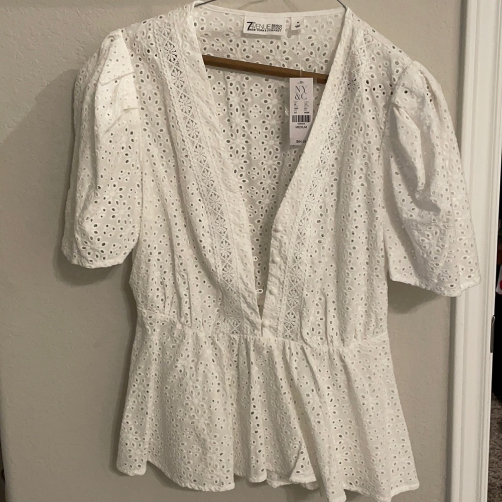 BRAND NEW W/TAGS. Cute White flare blouse